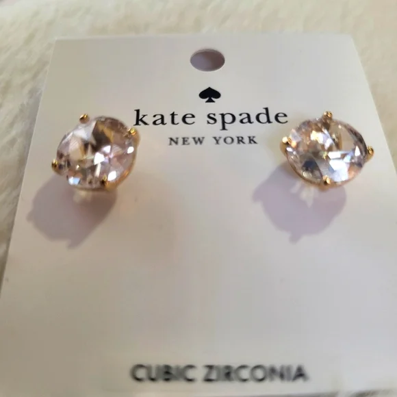 Kate Spade Gold and Clear Stud Earrings - Picture 3 of 5